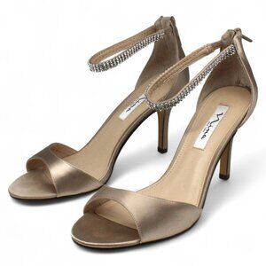 Nina Volanda Metallic Rhinestone Wedding Ankle Strap Sandals